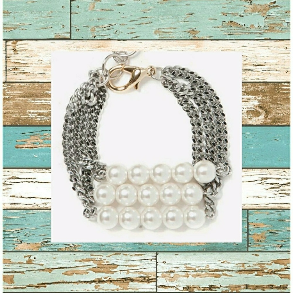 Pearl Multilayer Bar Bracelet